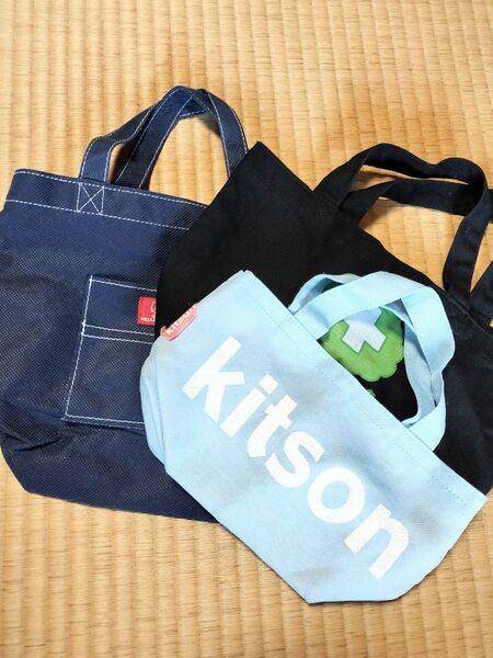 トートバッグミニ ハンドバッグ ランチバッグ 散歩バッグ ペット 犬 黒 ネイビー kitson 小さめ