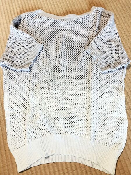サニーマドンナ サマーニット トップス 綿100% 半袖 レディース ベージュ L 鍵編み