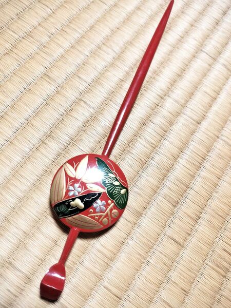 和装小物 かんざし 髪飾り 着物 浴衣 赤 金彩 ヘアアクセ