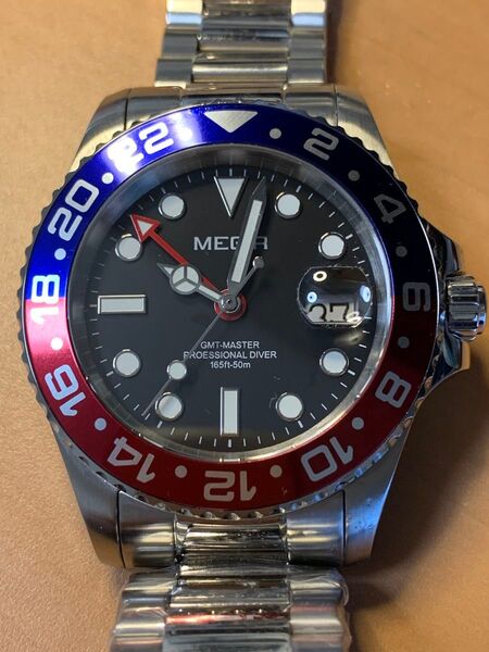 megirのGMT スイス製クォーツムーベント時計 稼働美品