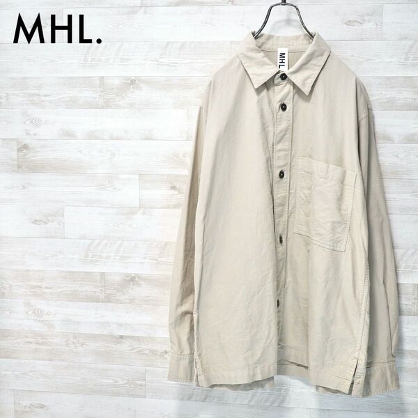 MHL. 20AW Soft Hopsack Shirt-Beige/L マーガレットハウエル レギュラーカラー シャツ ベージュ