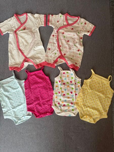ベビー 女の子 夏肌着 キャミソール ロンパース等 6着セット 未使用 60 70