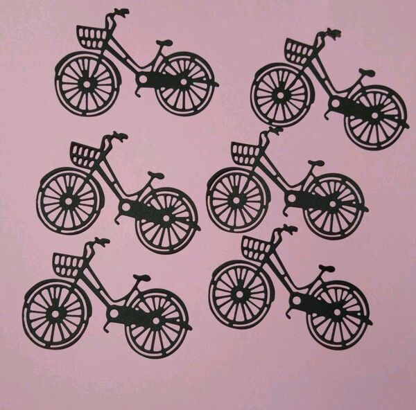ダイカット 黒い 自転車 6枚 ペーパークラフト アルバム コラージュ 素材 おすそ分け チャリンコ アルバムクラフト