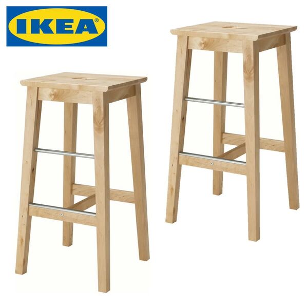 IKEA イケア NILSOLLE ニルソッレ カウンターチェア 2脚 木製 椅子 ハイスツール