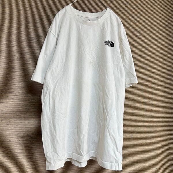 ノースフェイス 半袖Tシャツ 白ホワイト ワンポイントロゴ XLサイズ プリントロゴ 古着 B1