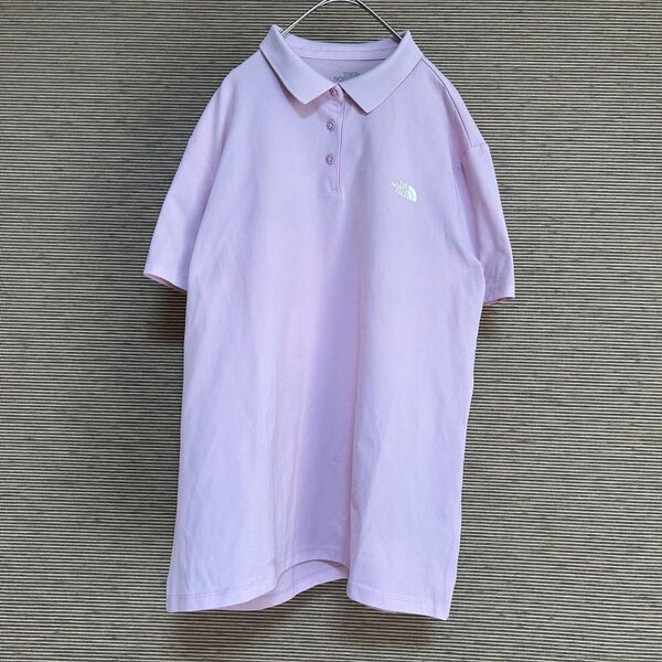ノースフェイス 半袖ポロシャツ ピンク プリントロゴ ビッグサイズ ワンポイントロゴ 2XL レディース 古着 B1