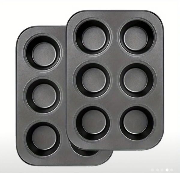 マフィン型 可愛い おしゃれ 軽量 コンパクト 6カップ ノンスティック 黒