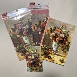 ミュージアムシリーズ ルノワール ブック型メモ帳 便箋 長4封筒 A5方眼ノート 4点セット