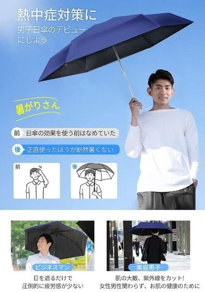 超軽量 折り畳み傘 日傘 晴雨兼用 男女兼用 折りたたみ日傘 紺 自動開閉 ワンタッチ 折り畳み 簡単