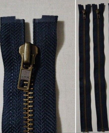 YKK 7号 オープンファスナー 40cm 2本セット 560 紺 ロック機構付