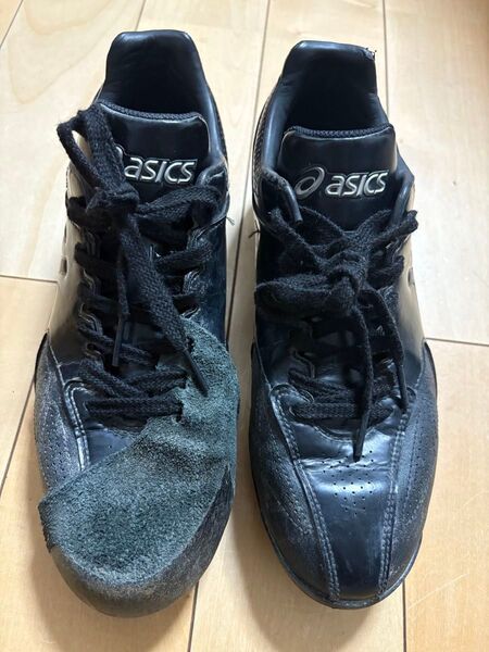 アシックス 野球 スパイク 25.0 黒 中古 少年野球