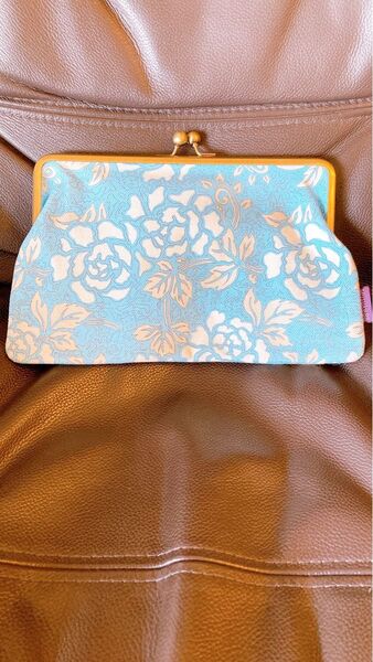 Seisuke88 がま口 財布 花柄 水色 和柄