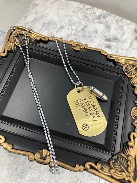 大人気 U.S. ARMY ドッグタグ ネックレス アクセサリー 約68cm ゴールド