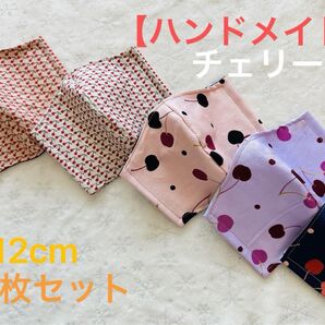 【ハンドメイド】チェリー柄 立体布マスク 5枚セット