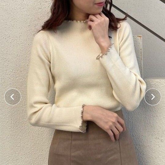 レディース 長袖 マジェスティックレゴン バックレースアップメロウニット Mサイズ アイボリー リブ ハイネック 長袖 セーター
