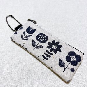 ハンドメイド リップポーチ 北欧柄 フラワー