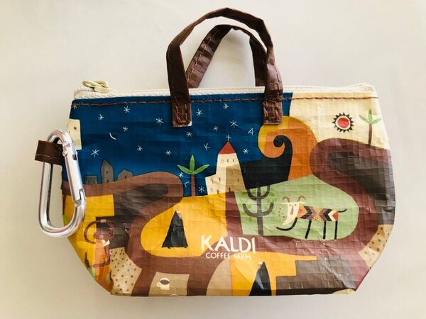 カルディ 伝説柄カラビナ付きミニバッグ KALDI 中身なし カルディ伝説柄