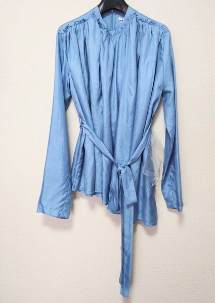 新品SEEALL シーオール 24ss new gather top インディゴ シルク ギャザー ブラウス シャツ トップス