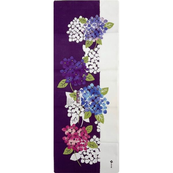 絵手ぬぐい【あじさい重ね】濱文様 初夏ディスプレイ 紫色 梅雨入り 6月 雨降り梅雨壁飾り 紫陽花ウォールデコ 額飾り 新品未使用
