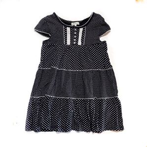 3can4on 2段フリル 半袖 ワンピース 120cm ドッド柄 黒 切り替え