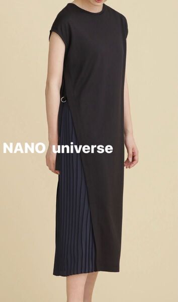 NANO universe サイドプリーツノースリーブワンピース