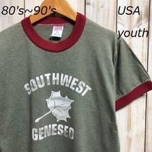 USA古着 USA製 80's～90's リンガーTシャツ SOFFE YOUTH Lアメリカ古着・ヴィンテージ・キッズ K●22_画像1