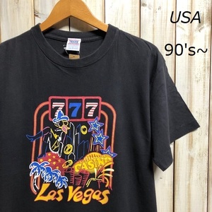 T●69 USA古着 90's～ ラスベガス ・カジノ 777 Tシャツ F ヴィンテージＴシャツ・アメリカ古着