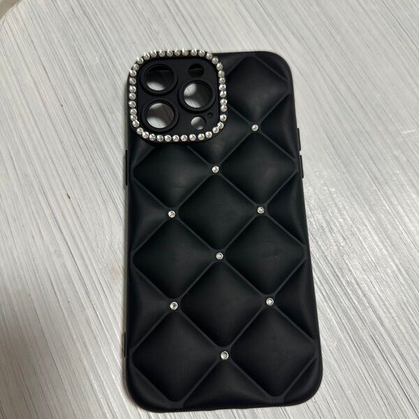 SHEIN アップルラインストーン入り ソフト トランスペアレントフル保護 iPhoneケース 14 Pro Max