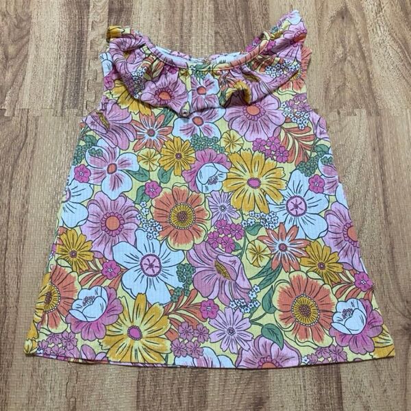 女の子 花柄トップス フリル 子ども服105 100