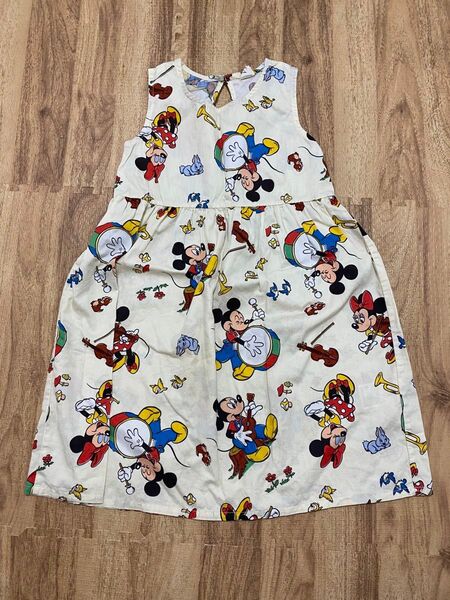 ミッキーマウス柄 ノースリーブワンピース Disney 子ども服100