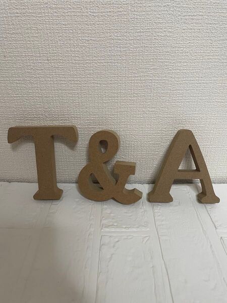 木製アルファベットオブジェ T&A 3個セット 写真ハサミ 麻紐 インテリア 結婚式 二次会