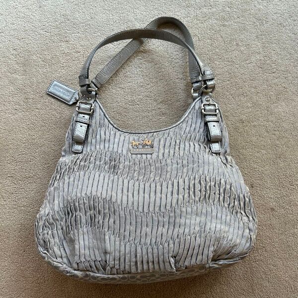 COACH コーチ ショルダーバッグ グレー シワ加工