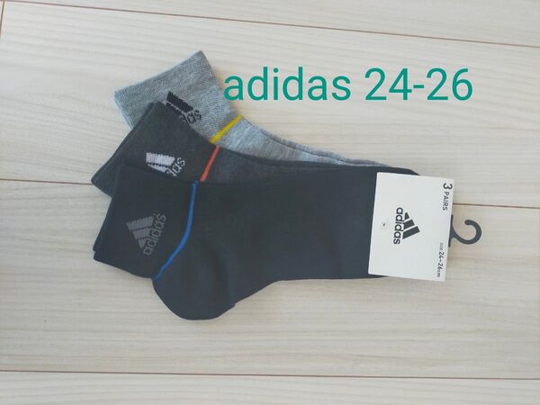 adidas アディダス メンズソックス 24-26cm 3足セット 新品未使用タグ付き