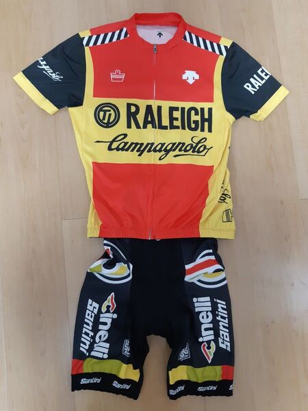 Raleigh サイクルシャツ Sサイズ レッド イエロー ブラック チネリサイクルパンツSサイズ