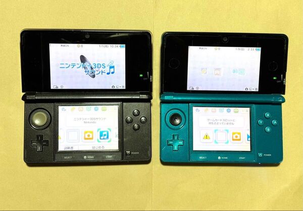 動作確認済み ニンテンドー3DS 本体 2台 セット ブラック アクアブルー SD2GB Nintendo