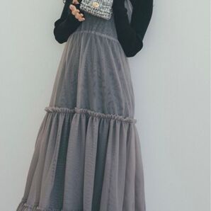 チュールティアードワンピース×ニットワンピース セットアップ