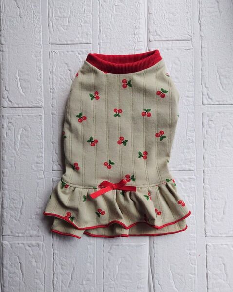 犬服ハンドメイド ワンピース さくらんぼ S