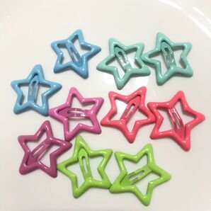 【新品】パッチンピン スリーピン ヘアピン 星 スター 5色×2ペア 10個セット A