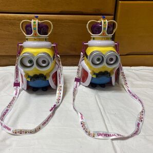 USJ ミニオン ポップコーンバケツ 2個セット マント&王冠 目が動く 同型2点セット ユニバーサルスタジオジャパン 中古品