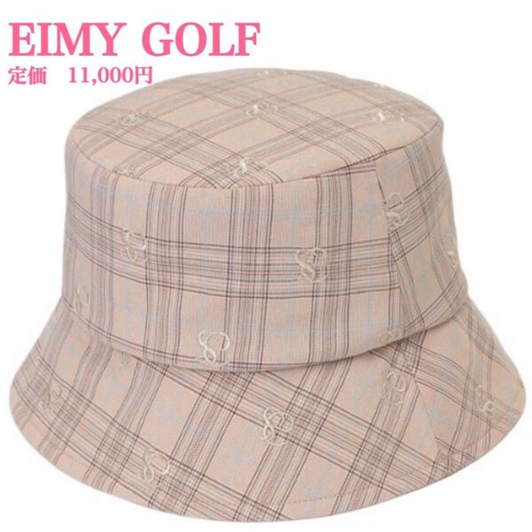 新品【EIMY GOLF】エイミーゴルフ ロゴ 刺繍 チェック バケットハット