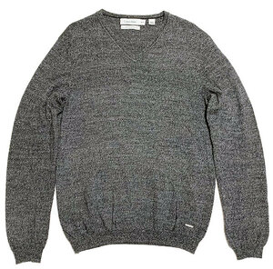  domestic regular goods #Calvin Klein ( Calvin Klein )melino wool V neck long sleeve knitted sweater XS ash gray thin 