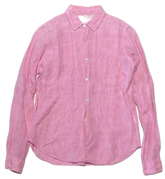 【美品】nanamica ナナミカ リネンシャツ 日本製 サイズWS ペールピンク 麻100 長袖トップス 兼用 男XS〜女M相当