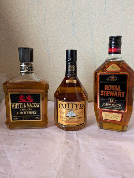 古酒 スコッチウイスキー 3本セット WHYTE & MACKAY、CUTTY12、ROYAL STEWART