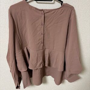 ブラウス 長袖 トップス ピンク Lサイズ L JUNOAH ボタン