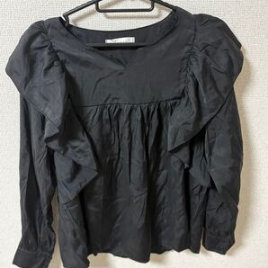 トップス 長袖 L ブラウス ブラック 黒 ひらひら ZOZOTOWN ゾゾタウン lamoa
