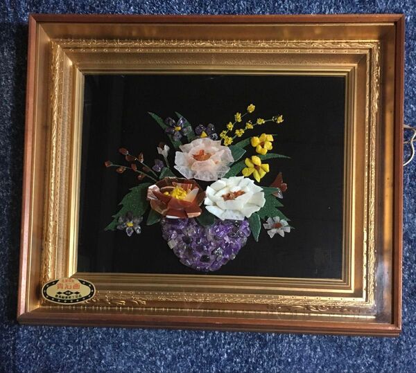 パワーストーン絵画 壁掛け インテリア 美術品 一点物 宝石画