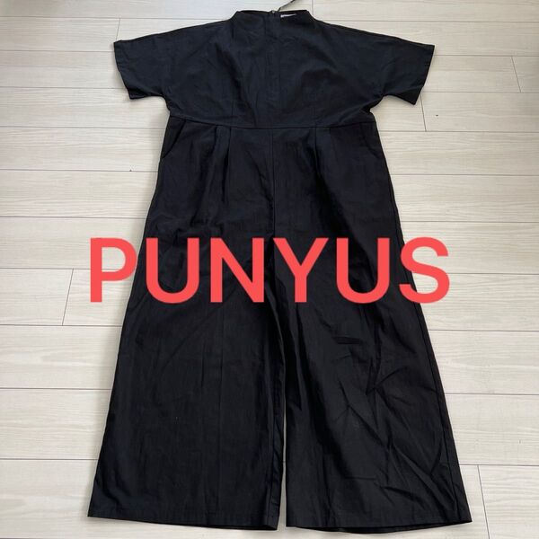 【希少サイズ5L以上】PUNYUSプニュズ ロンパース つなぎ黒ブラック半袖無地 オールインワン