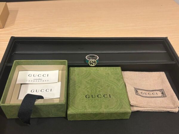 リング グッチ SV925 インターロッキングG エナメル 16号 箱付 GUCCI