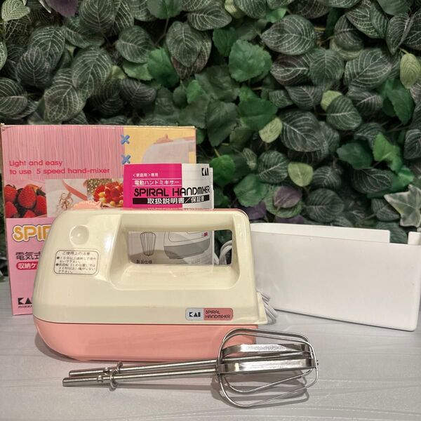 【中古】貝印 電動式ハンドミキサー SPIRAL HANDMIXER ピンク