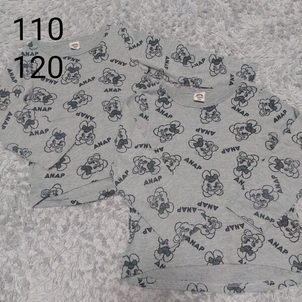 美品 女の子 110cm 120cm ANAP 長袖ロンT 姉妹 年子 1着